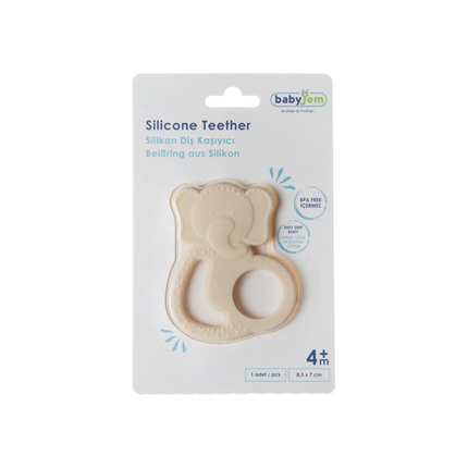 Babyjem Silikon Fil Diş Kaşıyıcı Ekru