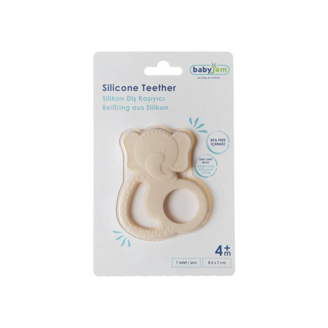 Babyjem Silikon Fil Diş Kaşıyıcı Ekru