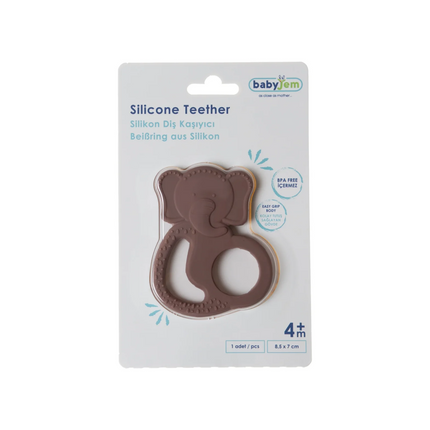 Babyjem Silikon Fil Diş Kaşıyıcı Mocha
