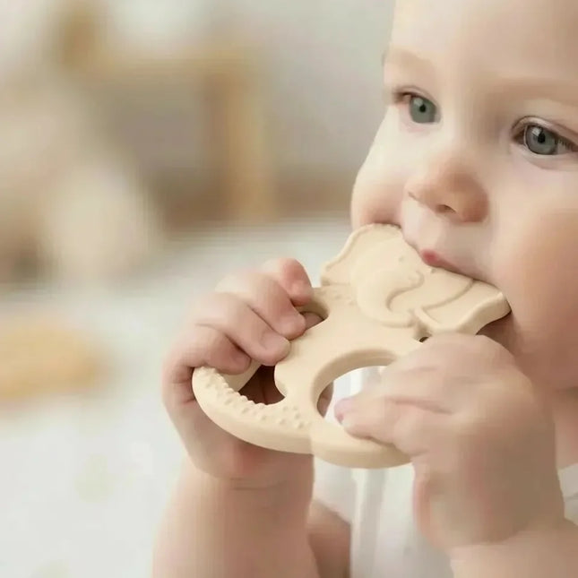 Babyjem Silikon Fil Diş Kaşıyıcı Ekru