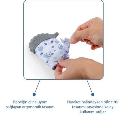 Babyjem Bebek Diş Kaşıyıcı Eldiveni Kirpi Gri