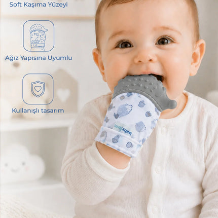Babyjem Bebek Diş Kaşıyıcı Eldiveni Kirpi Gri