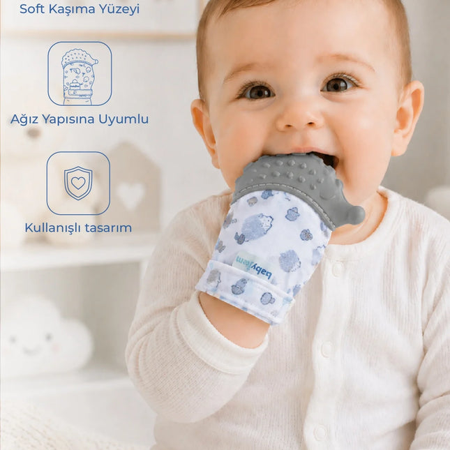 Babyjem Bebek Diş Kaşıyıcı Eldiveni Kirpi Gri