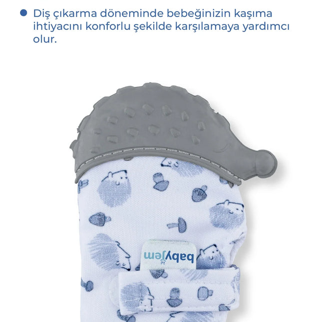 Babyjem Bebek Diş Kaşıyıcı Eldiveni Kirpi Gri