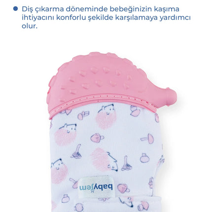 Babyjem Bebek Diş Kaşıyıcı Eldiveni Kirpi Pembe