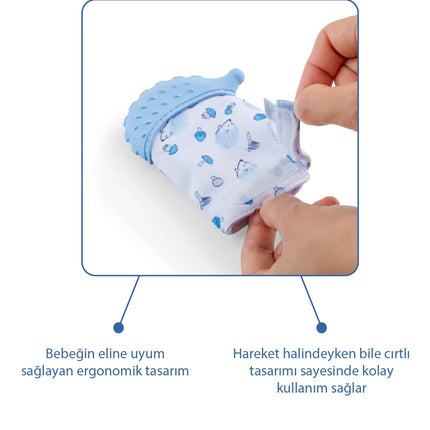 Babyjem Bebek Diş Kaşıyıcı Eldiveni Kirpi Mavi
