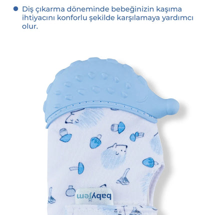Babyjem Bebek Diş Kaşıyıcı Eldiveni Kirpi Mavi