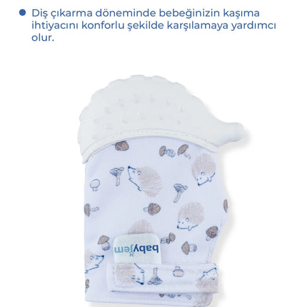 Babyjem Bebek Diş Kaşıyıcı Eldiveni Kirpi Ekru