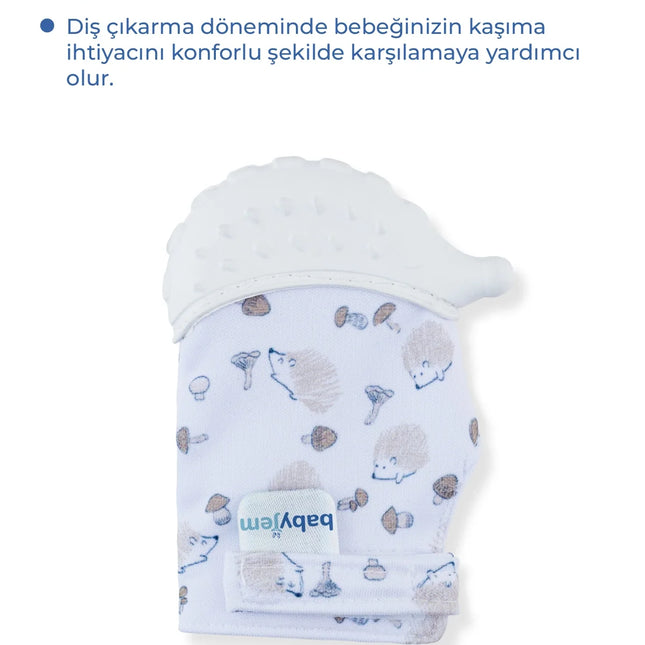 Babyjem Bebek Diş Kaşıyıcı Eldiveni Kirpi Ekru