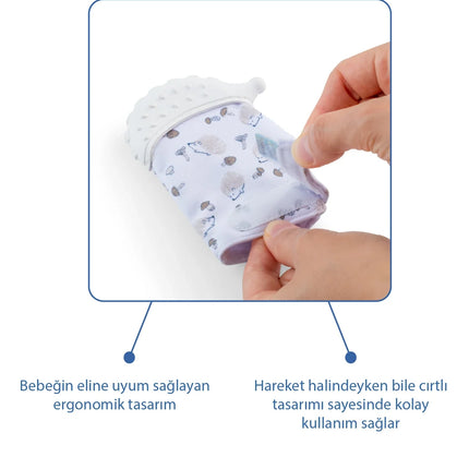 Babyjem Bebek Diş Kaşıyıcı Eldiveni Kirpi Ekru