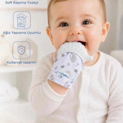 Babyjem Bebek Diş Kaşıyıcı Eldiveni Kirpi Ekru