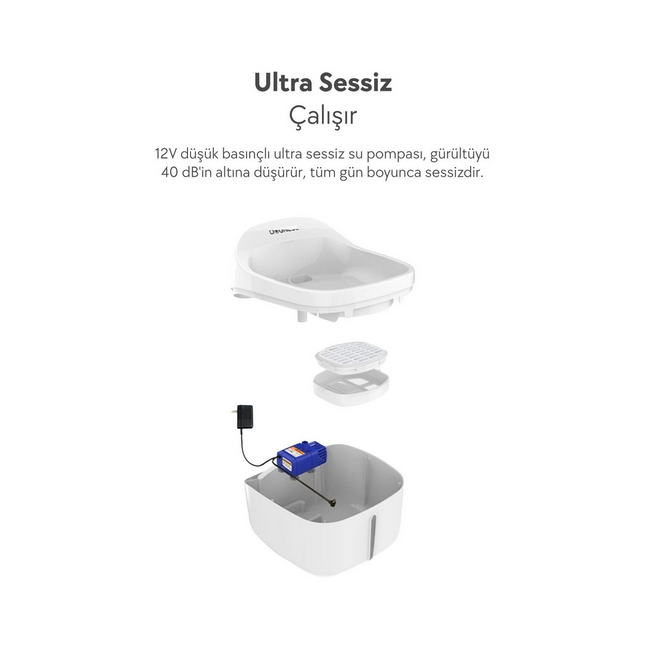 Dogness D01 Akıllı Su Pınarı 2 Litre – Sessiz Motor, Filtreli (2 Litre)
