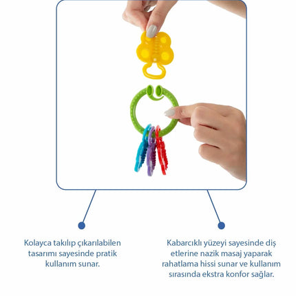 Babyjem Asılabilir Klipsli Renkli Sevimli Çıngırak Soft Dişlik