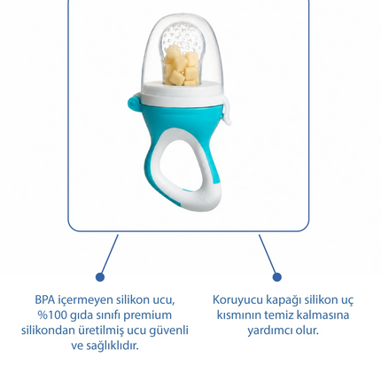 Babyjem Silikon Yumuşak Uçlu Meyve Süzgeçi Sebze Emziği Mavi