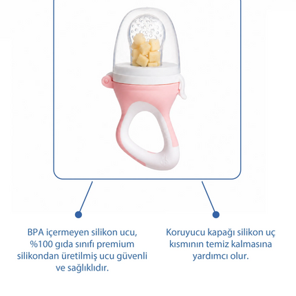 Babyjem Silikon Yumuşak Uçlu Meyve Süzgeçi Sebze Emziği Pembe
