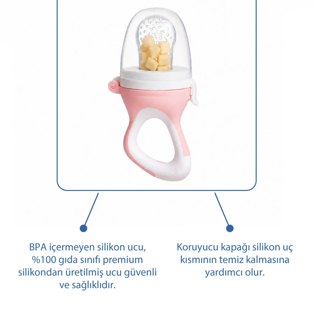 Babyjem Silikon Yumuşak Uçlu Meyve Süzgeçi Sebze Emziği Pembe