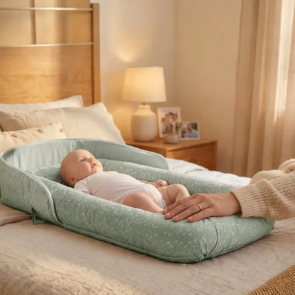 Babyjem Taşınabilir Katlanabilir Bebek Yatağı Yeşil Çiçek