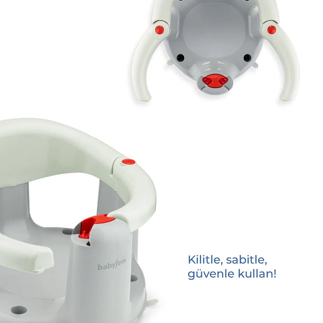 Babyjem Önden Açılır Banyo ve Mama Oturağı ve Hediye Minderli - 2 ' Li Set Kum Beji