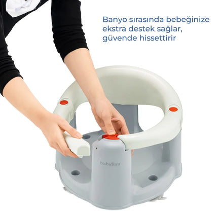 Babyjem Önden Açılır Banyo ve Mama Oturağı ve Hediye Minderli - 2 ' Li Set Kum Beji