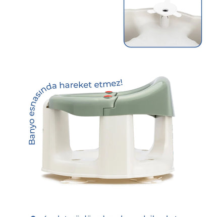 Babyjem Önden Açılır Banyo ve Mama Oturağı ve Hediye Minderli - 2 ' Li Set Soft Yeşil