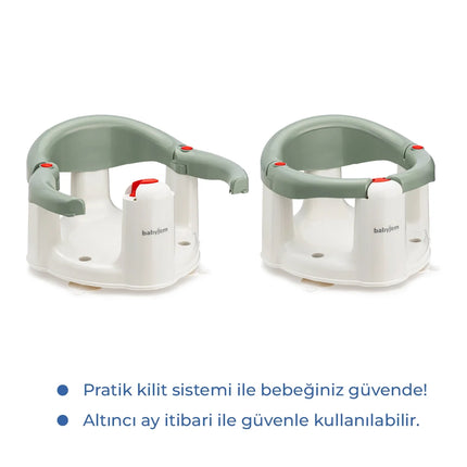 Babyjem Önden Açılır Banyo ve Mama Oturağı ve Hediye Minderli - 2 ' Li Set Soft Yeşil