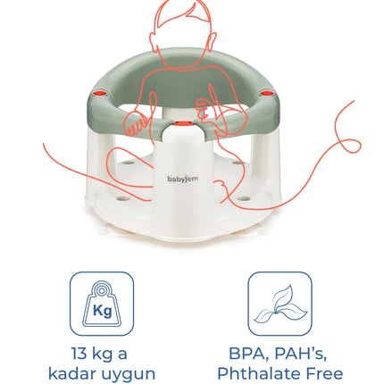 Babyjem Önden Açılır Banyo ve Mama Oturağı ve Hediye Minderli - 2 ' Li Set Soft Yeşil