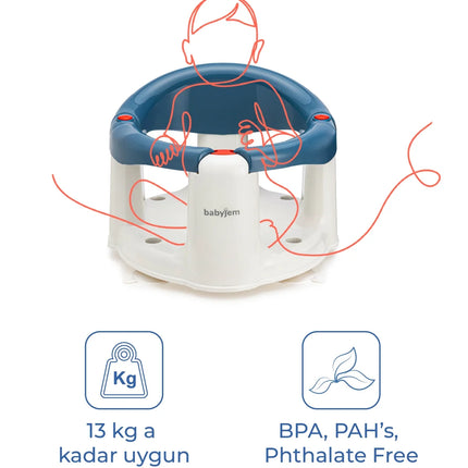 Babyjem Önden Açılır Banyo ve Mama Oturağı ve Hediye Minderli - 2 ' Li Set İndigo Mavi