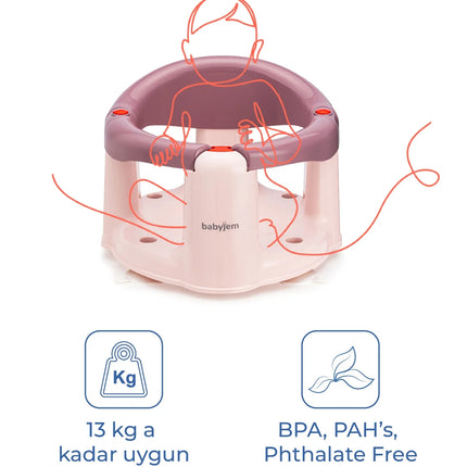 Babyjem Önden Açılır Banyo ve Mama Oturağı ve Hediye Minderli - 2 'Li Set Mürdüm