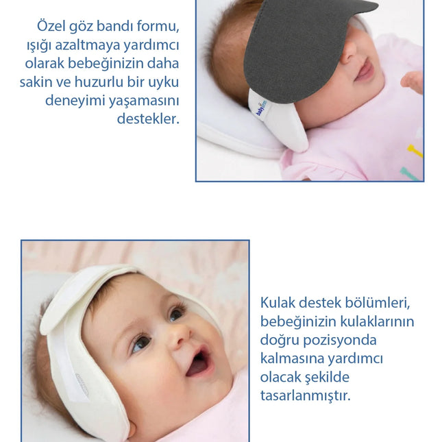 Babyjem Kepçe Kulak Önleyici ve Uyku Bandı Antrasit