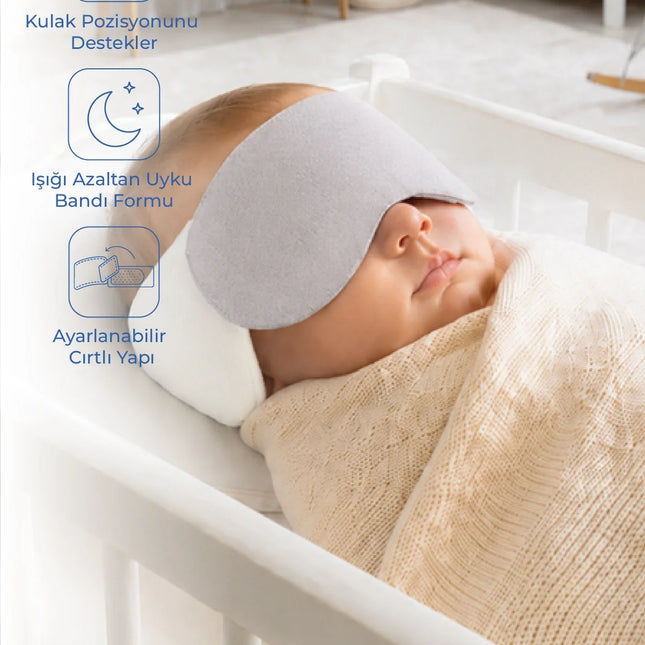 Babyjem Kepçe Kulak Önleyici ve Uyku Bandı Gri