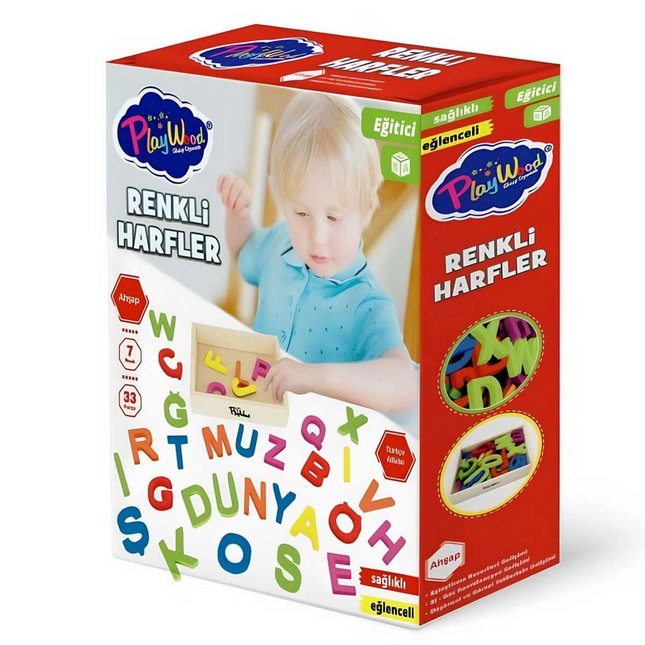 Wooden Cased Colorful Letters 33 Pieces