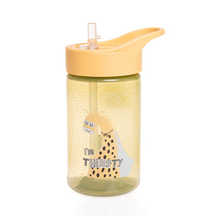 Dino Patterned Water Bottle with Straw PP 430 CC