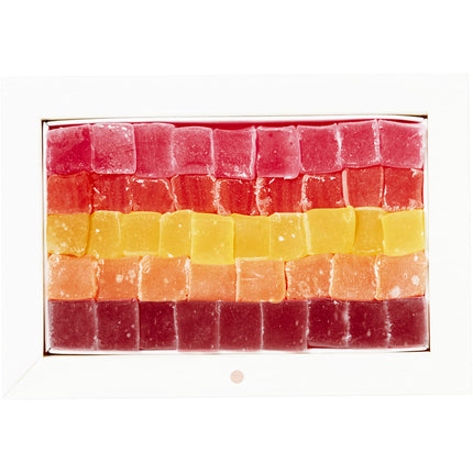 Cerez Pazari Turkish Delights Candy With Assorted Mix Flavors, Vegan Fruit Snacks Gift Box, Sweet Luxury Traditional Confectionery Turkish Delight, Loukoumi With No Nuts, 8.1 oz.