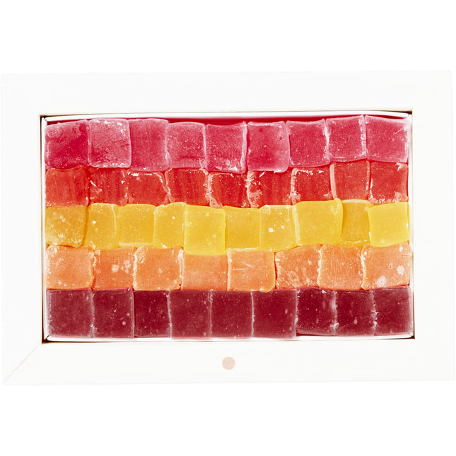 Cerez Pazari Turkish Delights Candy With Assorted Mix Flavors, Vegan Fruit Snacks Gift Box, Sweet Luxury Traditional Confectionery Turkish Delight, Loukoumi With No Nuts, 8.1 oz.