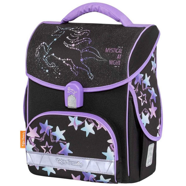 Star Patterned Black School Bag