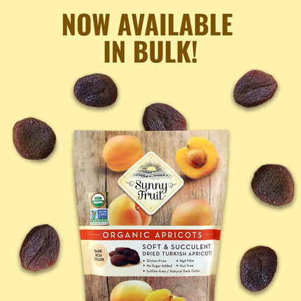 Sunny Fruit Soft Organic Turkish Dried Apricots, 2 Pound Bulk Bag | Healthy, Sweet Snack | ORGANIC, NON-GMO, VEGAN, HALAL, KOSHER, NO PRESERVATIVES, NO SUGAR ADDED