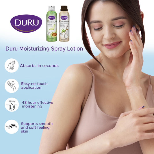 Duru Coconut Moisturizing Spray Lotion - Spray Moisturizer Coconut Oil Lotion 48 Hour Moisture Body Lotion