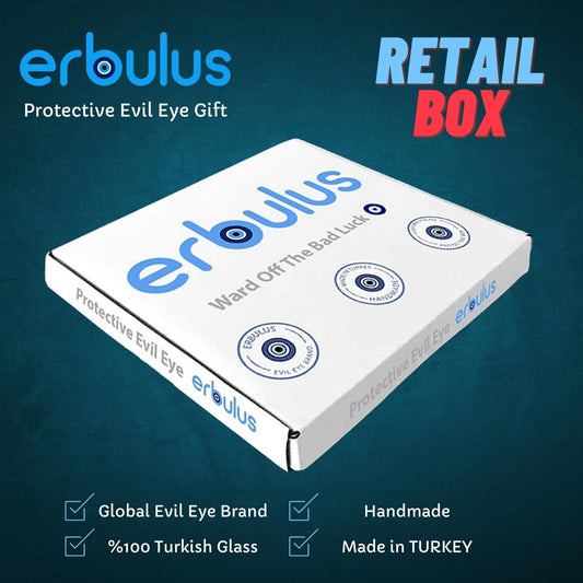 Erbulus Turkish Glass Blue Evil Eye Wall Hanging Ornament with Flower Design - Metal Home Decor - Turkish Nazar Bead Amulet - Protection and Good Luck Charm Gift in a Box