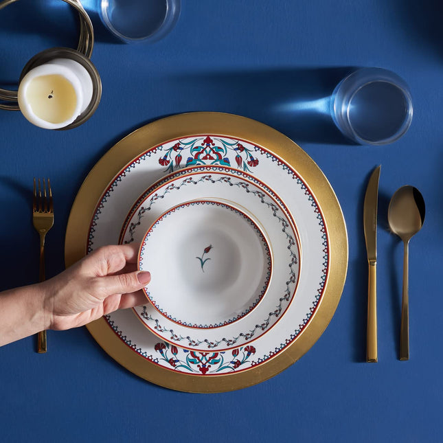 Karaca Nakkas 24-Piece Porcelain Dinner Set for 6 People, Unique Design, Crockery and Plates, Daily and Special Occasions, Chic and Elegant Table Service
