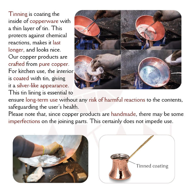 Hakan Turkish Coffee Pot | Stove Top Water Boiler, Coffee Maker, Butter, Chocolate &amp; Milk Warmer | Even and Quick Heat with Handcrafted Copper Material | Coffee Gifts Idea, 13.2 Oz (390 cc)