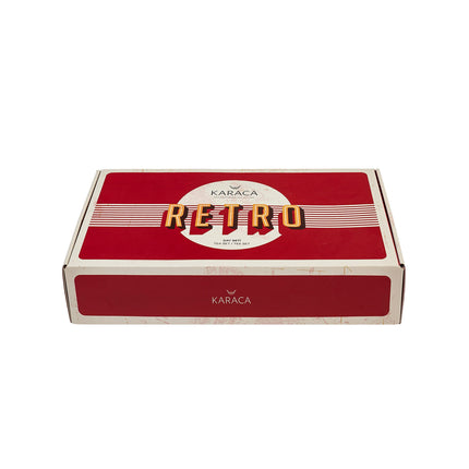 KARACA Retro Anthracite Tea Set for 6, 6 Turkish Tea Glasses, 12 Pcs, Gold Decal Details