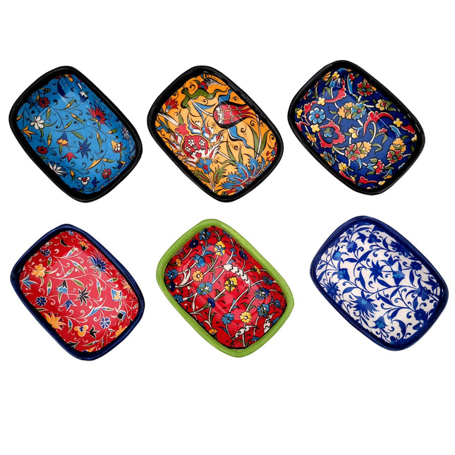 Ayennur Decorative Desing Turkish Ceramic Bowl Set of 6 - Handcrafted Multicolor Small Bowl (Multi 8)