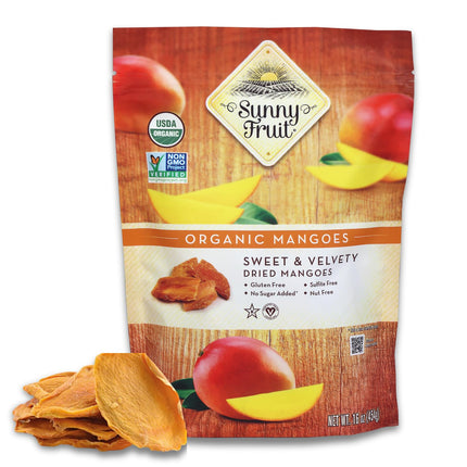 Sunny Fruit Soft Organic Dried Mangoes - 1 Pound Bulk Bag | Healthy, Sweet Snack | NON-GMO, VEGAN, HALAL, KOSHER, NO PRESERVATIVES, NO SULFIDES, NO SUGAR ADDED