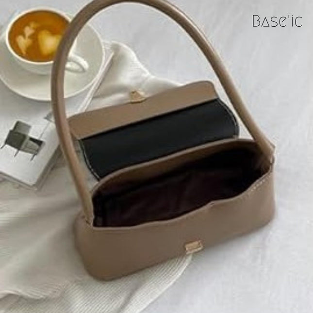 Base'ic Women's Vegan Leather Bag – Elegant Small Shoulder Purse with Lock Closure (Wine)