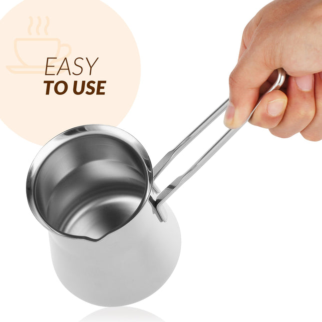 Caizen Coffee Quality Turkish Coffee Pot - Turkish Coffee Maker, Chai Pot, Arabic Coffee Pot, Briki Greek Coffee Pot, Greek Briki, Turkish Coffee Cezve, Turkish Coffee Pot Ibrik (24oz)