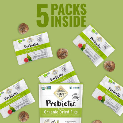 ORGANIC Prebiotic Dried Figs - Sunny Fruit - (5) 1.76oz Portion Packs per Bag | Purely Figs - NO Added Sugars, Sulfurs or Preservatives | NON-GMO &amp; KOSHER