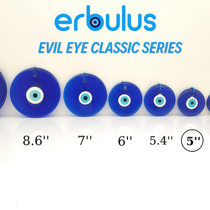 Erbulus 5" Glass Blue Evil Eye Wall Hanging Ornament - Evil Eye Decor - Turkish Handmade Nazar Amulet - Home Protection Charm - Evil Eye Wall Decor Amulet in a Box