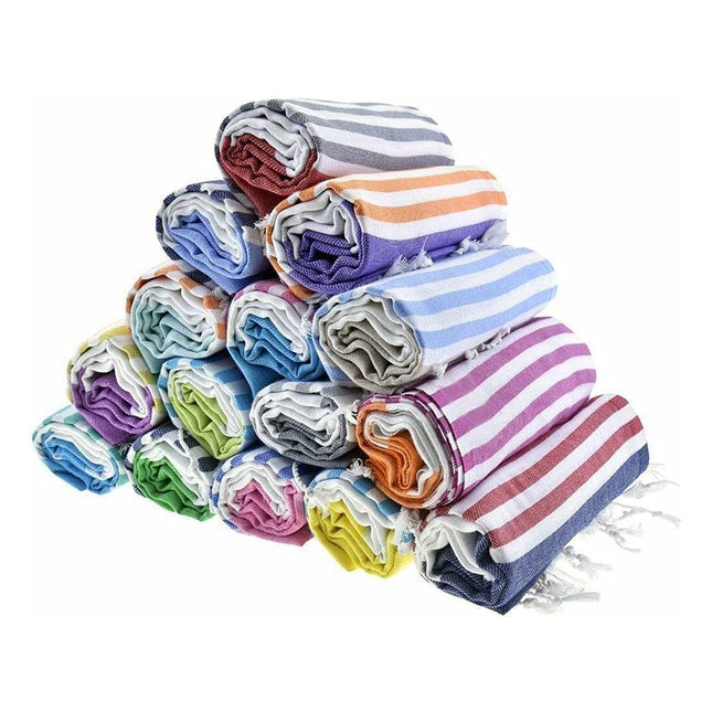 HAVLULAND Turkish Beach Towels Oversized -100% Turkish Cotton Super Soft Lightweight - Absorbent and Quick Drying Bath Towel - Sand Free Beach Towel - Turkish Towels for Adults (6 Multi-color, 6 Pack)