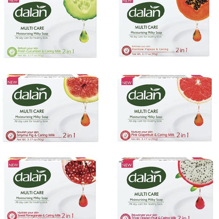 Dalan Multi Care Moisturizing Soap 2 in 1 (Pink Grapefruit &amp; Caring Milk, 6 Pack)