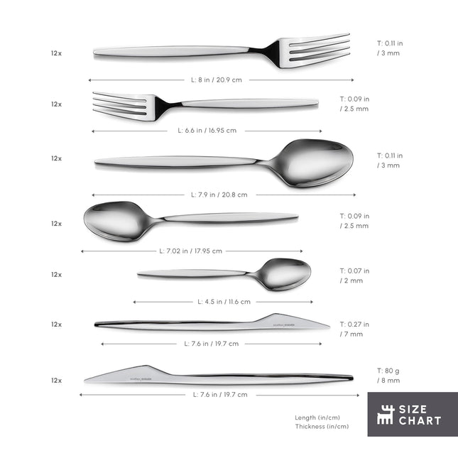 Karaca Thor 84-Piece Table Cutlery with Box, Stainless Steel in Elegant Box, Stylish and Durable Cutlery for Demanding Table Culture